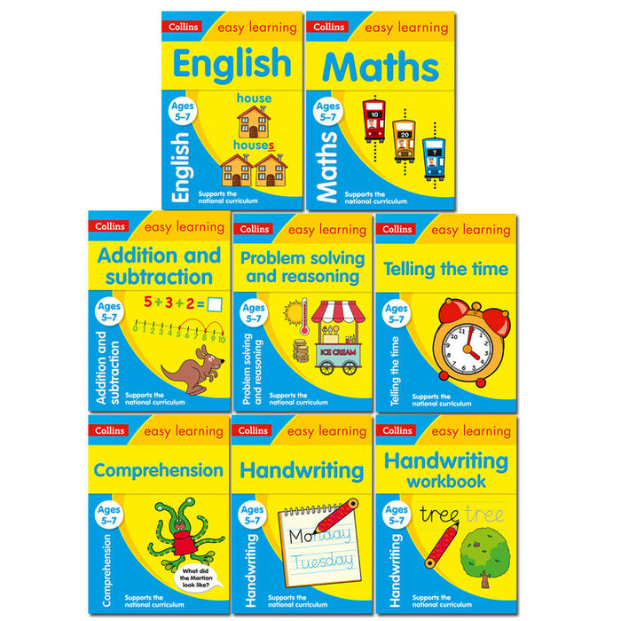 Collins Easy Learning KS1 Ages 5-7 Collection 8 Books Set Pack English, Maths - The Book Bundle
