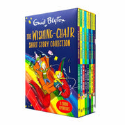 Enid Blyton Wishing-Chair short story collection box set with 8 yellow books from Hodder & Stoughton, featuring colorful covers.