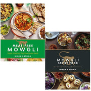 Nisha Katona Nourish Books collection set featuring Meat Free Mowgli and Mowgli Street Food cookbooks with colorful covers.