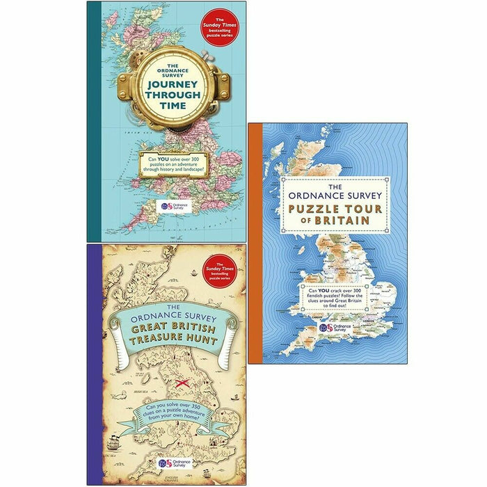 Ordnance Survey 3 Books Collection Set Journey Through, Puzzle Tour of Britain - The Book Bundle