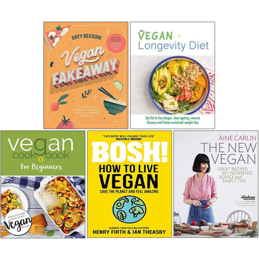 Vegan Fakeaway, Vegan Longevity, Vegan Cookbook, BOSH, New Vegan 5 Books Set - The Book Bundle