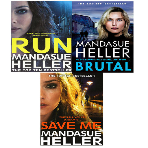 Mandasue Heller Collection 3 Books Set Crime Thriller Pack Run, Save Me, Brutal - The Book Bundle