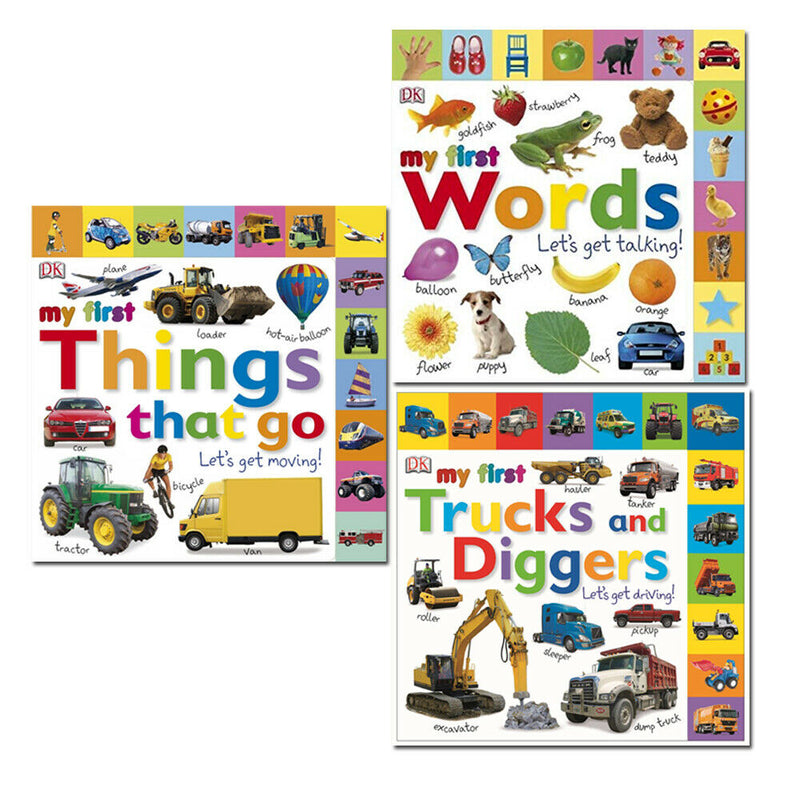 DK My First Collection 3 books Set Trucks and Diggers Let's Get Driving, Words - The Book Bundle