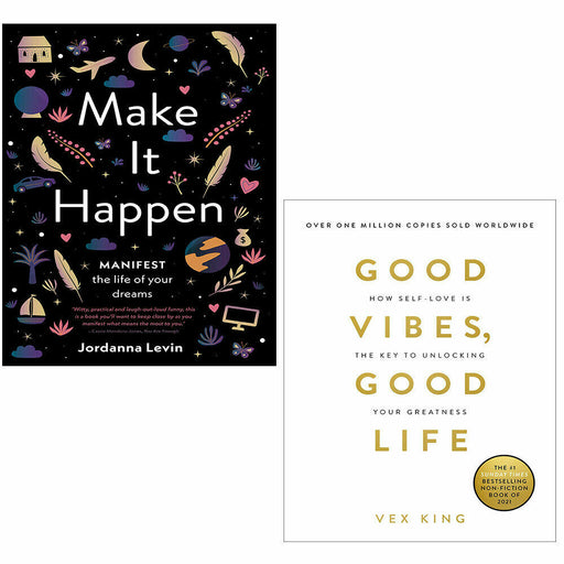Make It Happen Jordanna Levin, Good Vibes Good Life Vex King 2 Books Collection Set - The Book Bundle