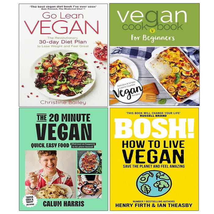 20-Minute Vegan, BOSH! How to Live Vegan, Go Lean Vegan Cookbook 4 Books Collection Set - The Book Bundle