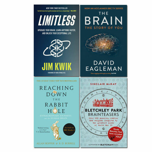 Limitless, The Brain, Bletchley Park Brainteasers, Reaching Down the Rabbit Hole  4 Books Set - The Book Bundle