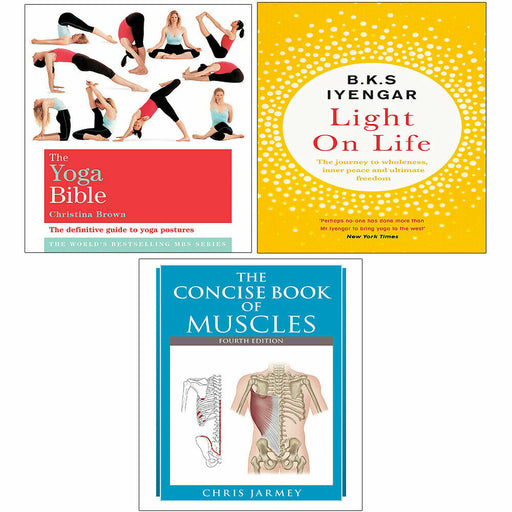 Concise Book of Muscle Chris Jarmey,Light on Life,Classic Yoga Bible 3 Books Set - The Book Bundle