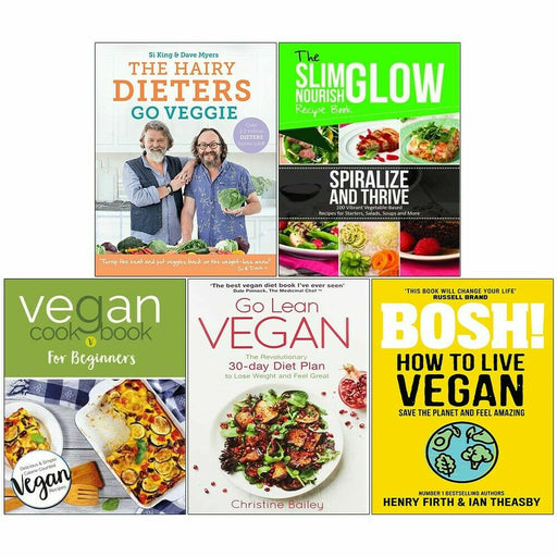 Go Veggie, Spiralize & Thrive, Vegan Cookbook, Go Lean Vegan, BOSH 5 Books Set - The Book Bundle
