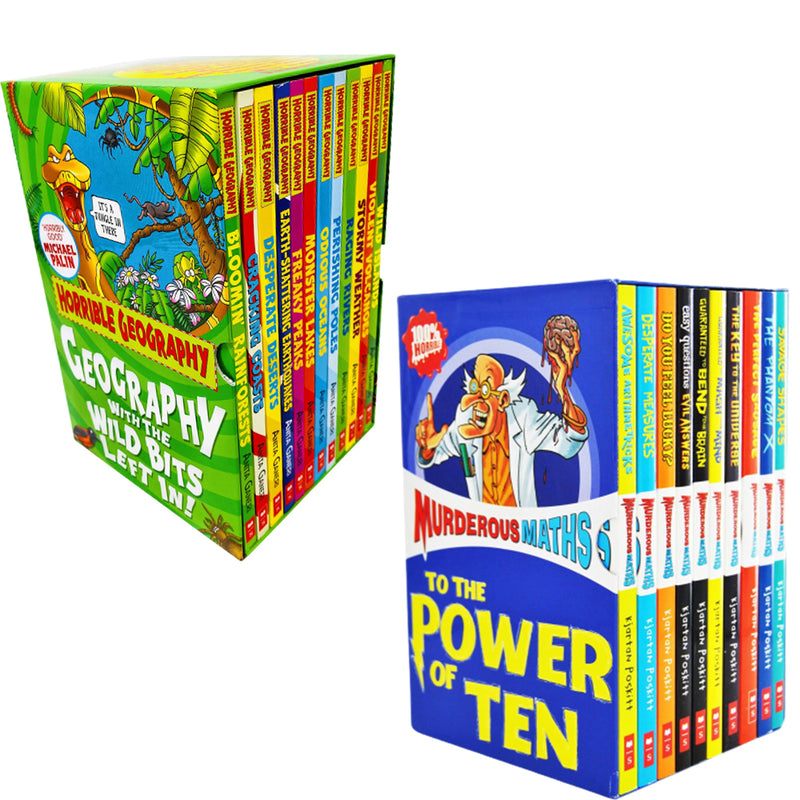 Horrible Geography By Anita Ganeri & Murderous Maths By Poskitt 22 Book Set - The Book Bundle