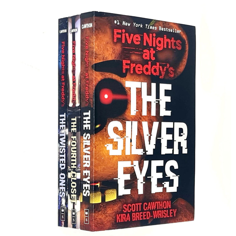 Five Nights at Freddy's collection of 3 books by Scott Cawthon, featuring spooky horror stories and colorful cover art.